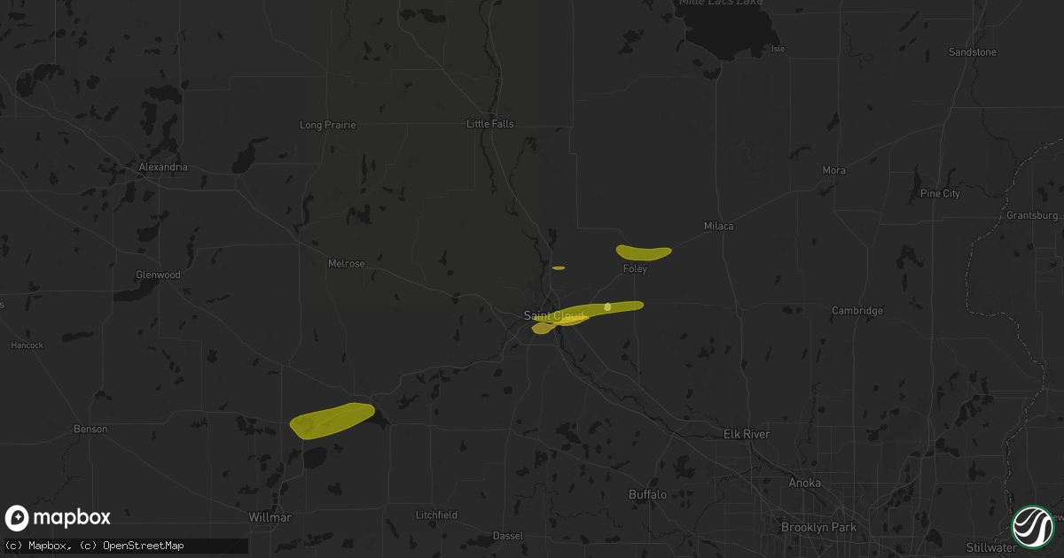 Hail map in Sartell, MN on August 7, 2026