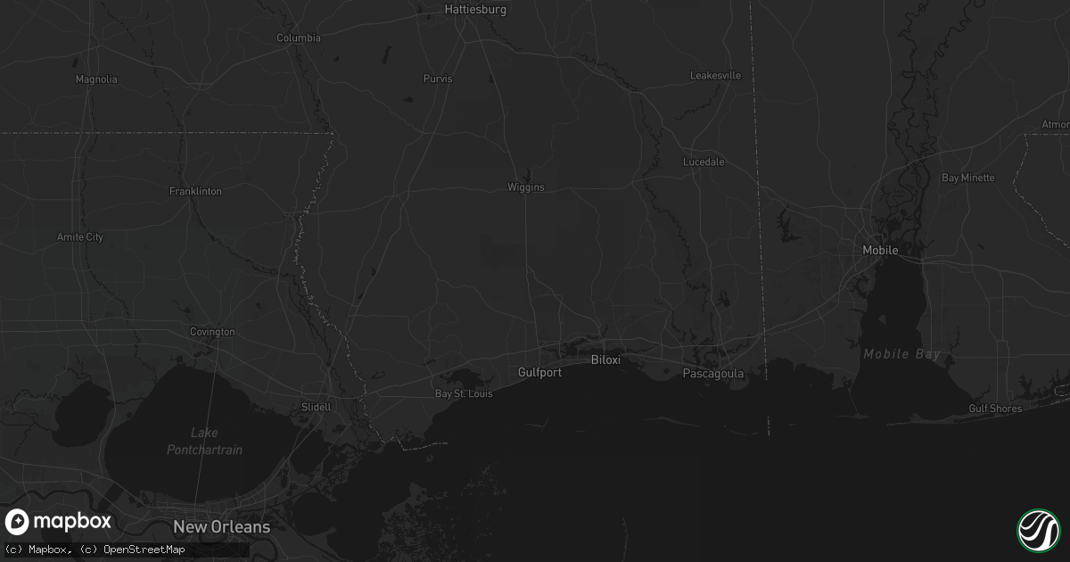Hail map in Saucier, MS on August 7, 2026