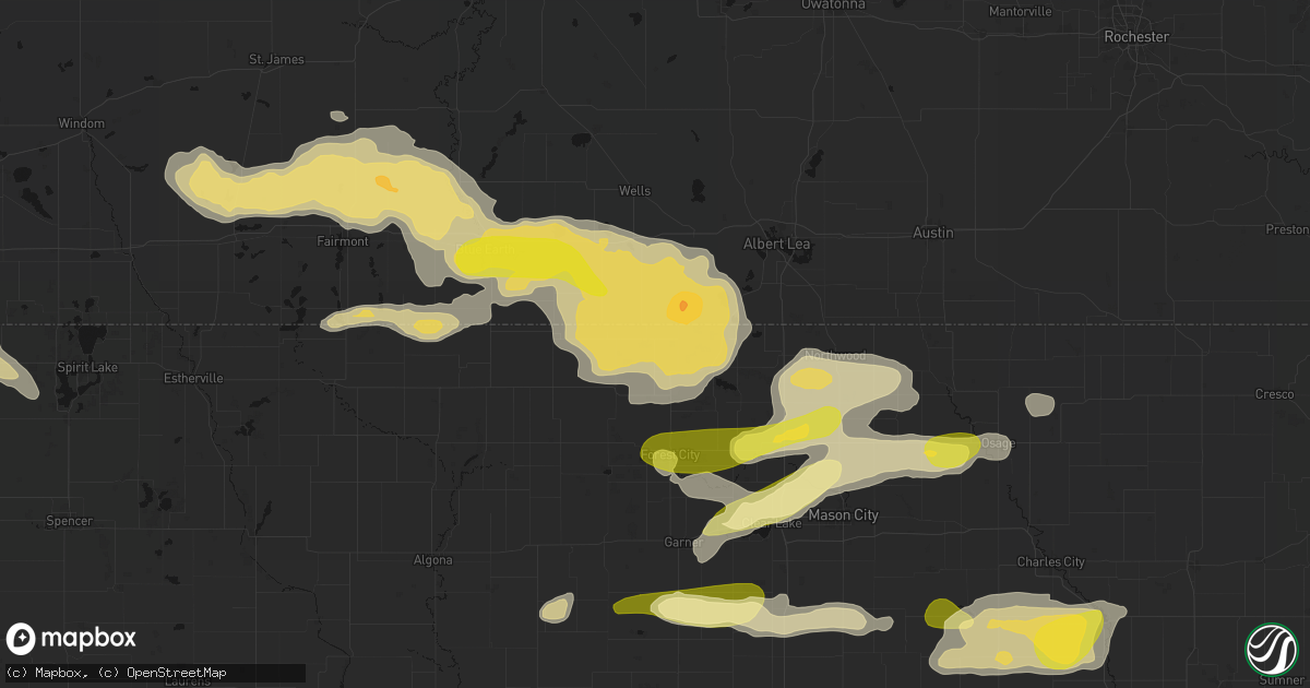 Hail map in Scarville, IA on August 7, 2026