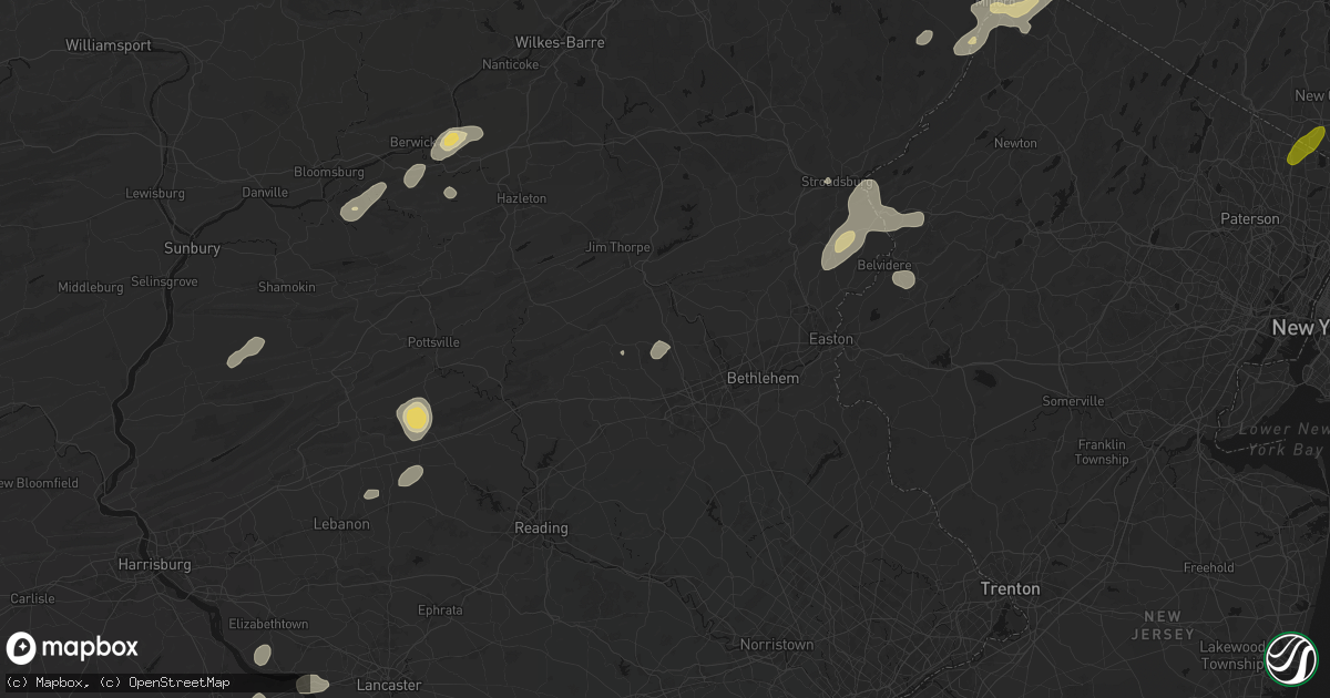 Hail map in Schnecksville, PA on August 7, 2026
