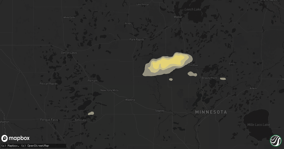 Hail map in Sebeka, MN on August 7, 2026