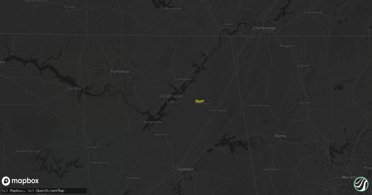 Hail map in Section, AL on August 7, 2026