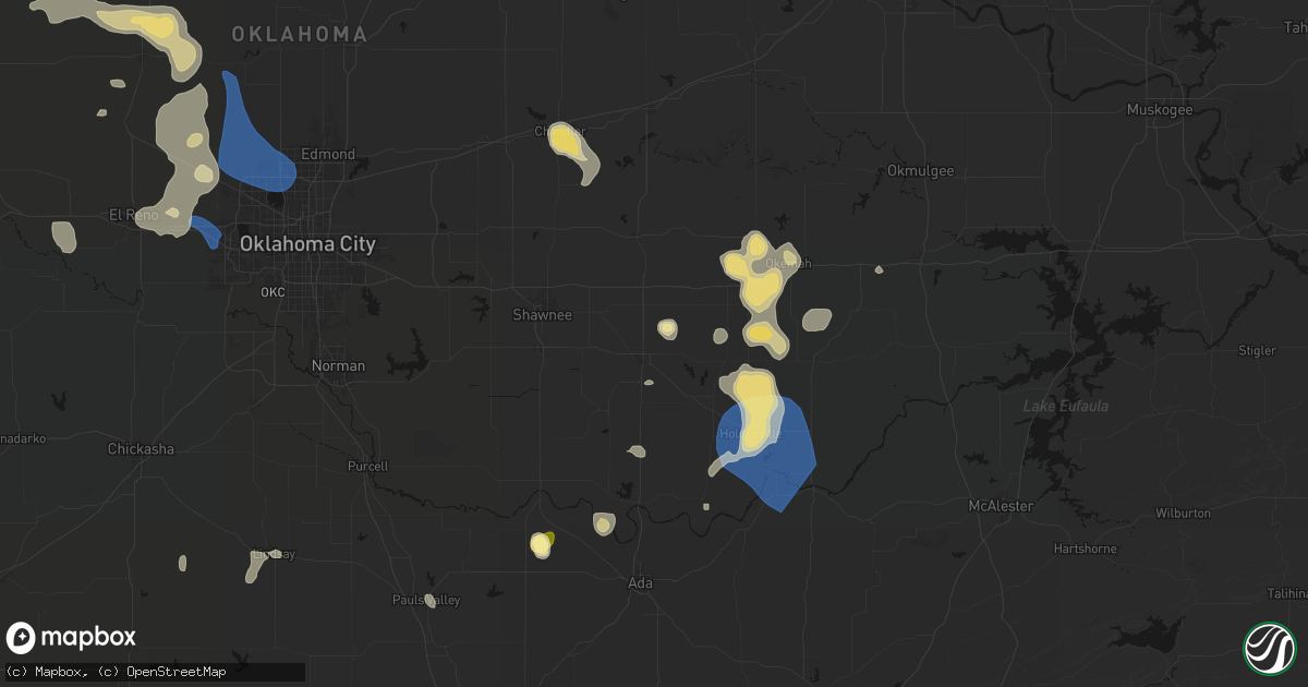 Hail map in Seminole, OK on August 7, 2026