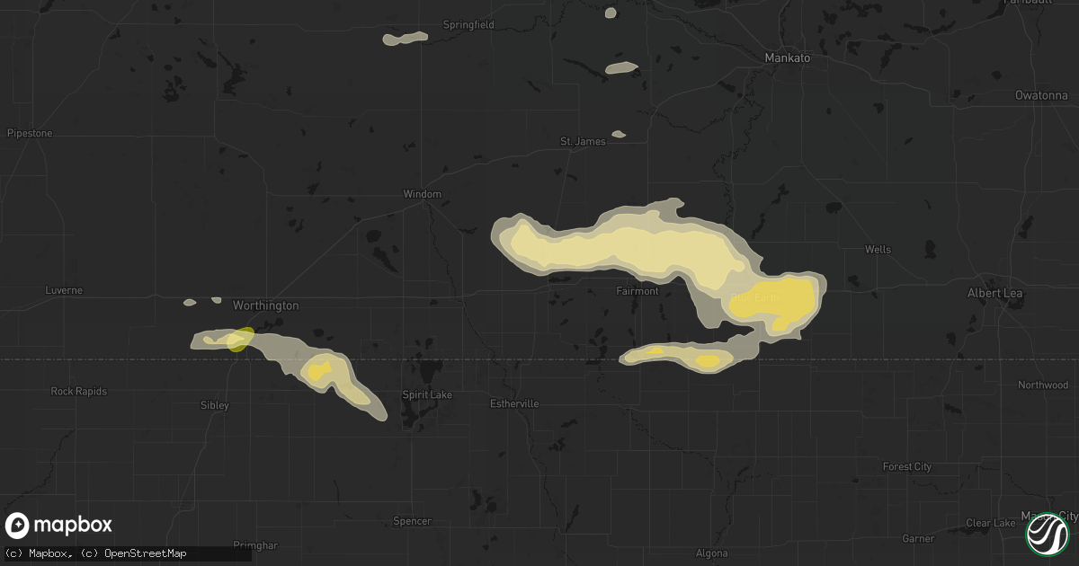 Hail map in Sherburn, MN on August 7, 2026
