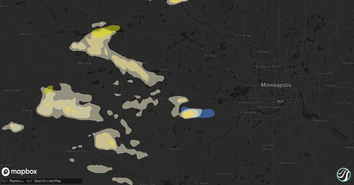 Hail map in Silver Lake, MN on August 7, 2026