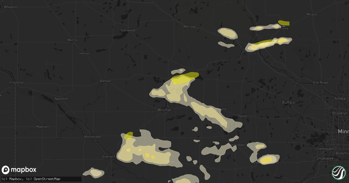 Hail map in Spicer, MN on August 7, 2026