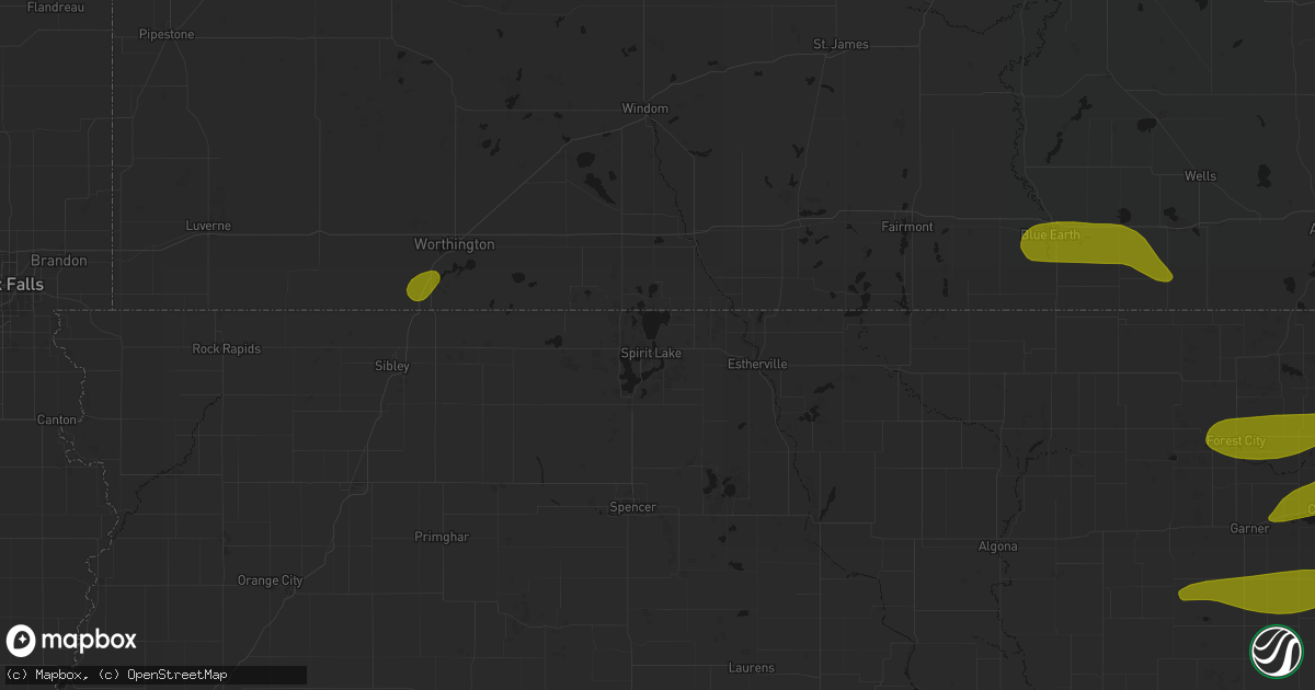 Hail map in Spirit Lake, IA on August 7, 2026