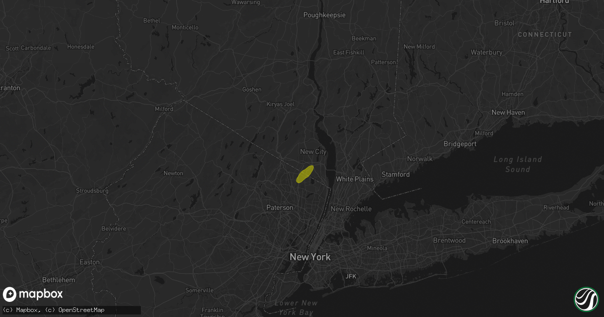 Hail map in Spring Valley, NY on August 7, 2026