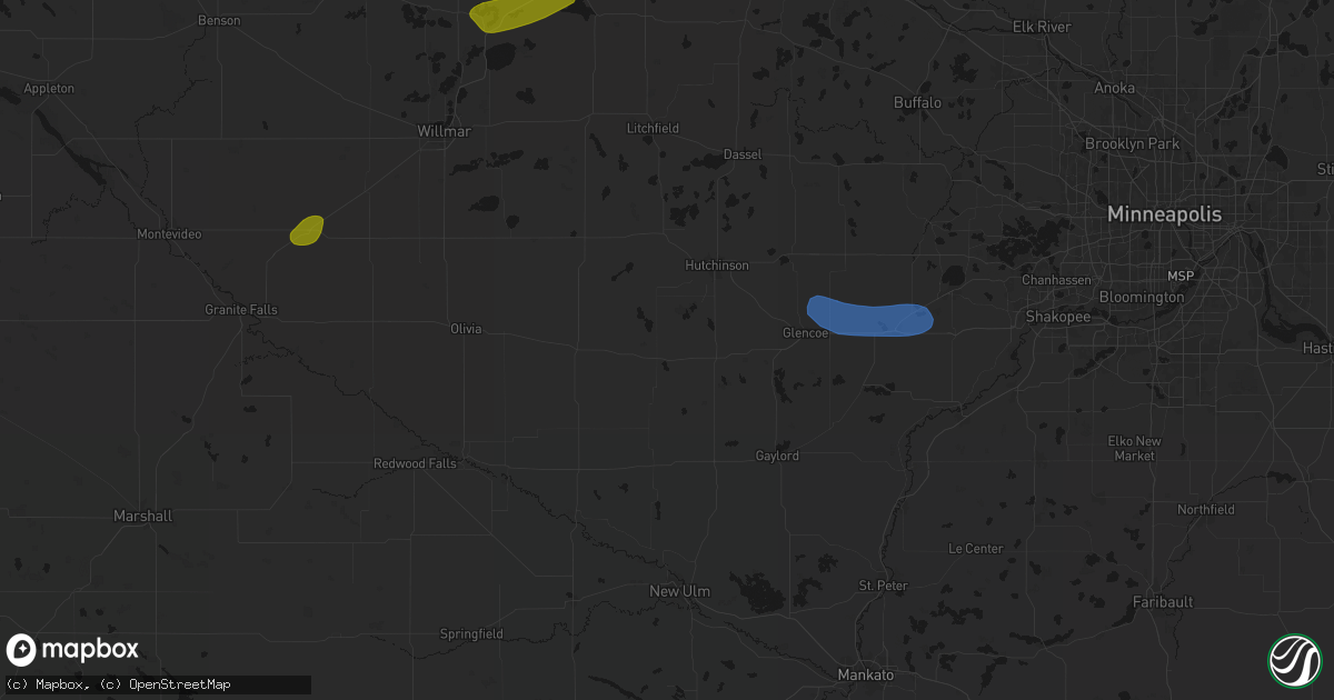 Hail map in Stewart, MN on August 7, 2026