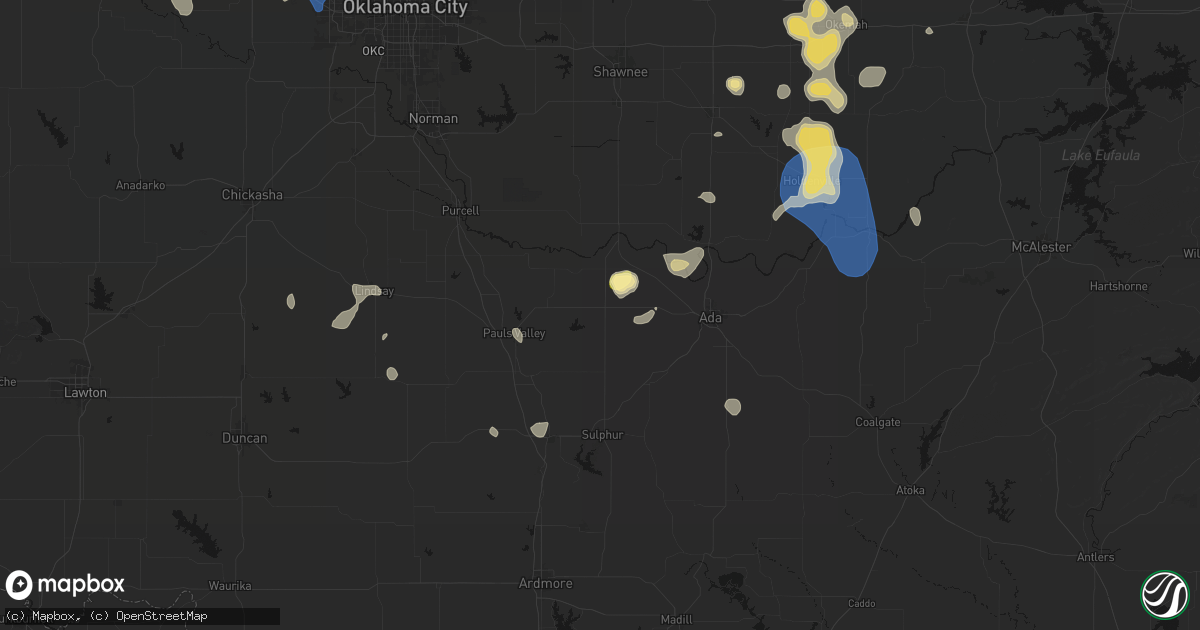 Hail map in Stratford, OK on August 7, 2026