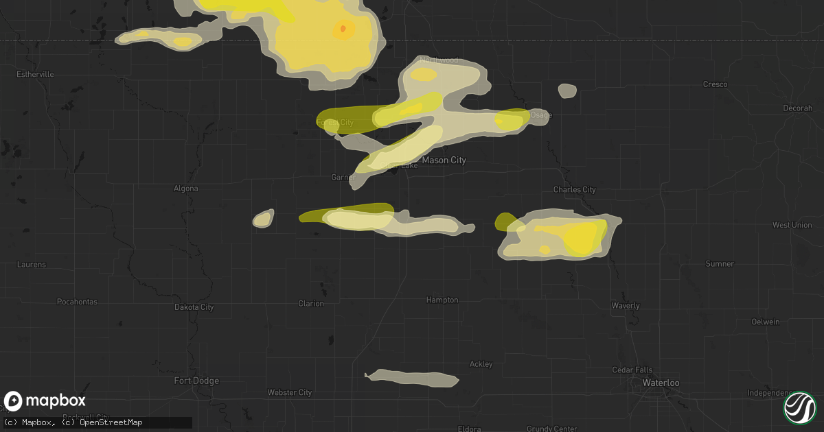 Hail map in Swaledale, IA on August 7, 2026
