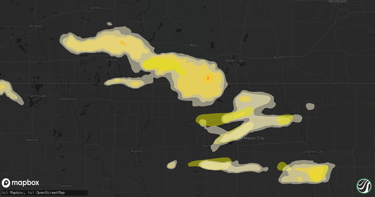 Hail map in Thompson, IA on August 7, 2026