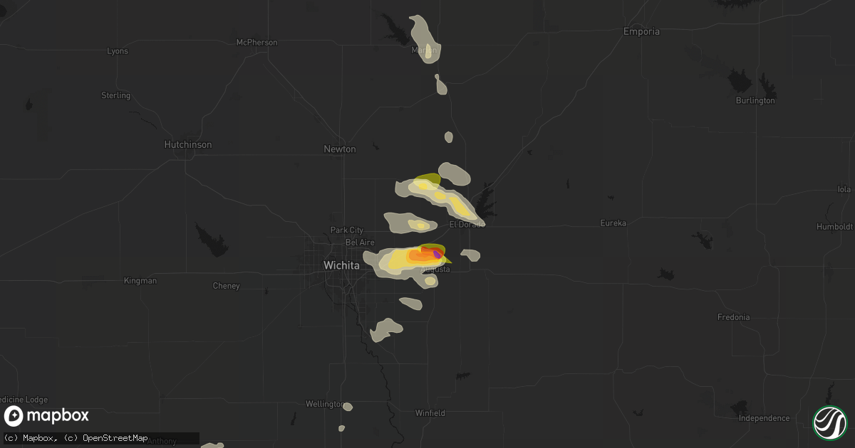 Hail map in Towanda, KS on August 7, 2026