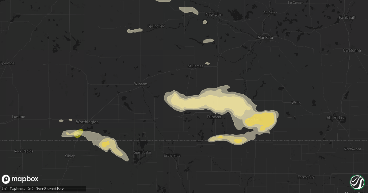 Hail map in Trimont, MN on August 7, 2026