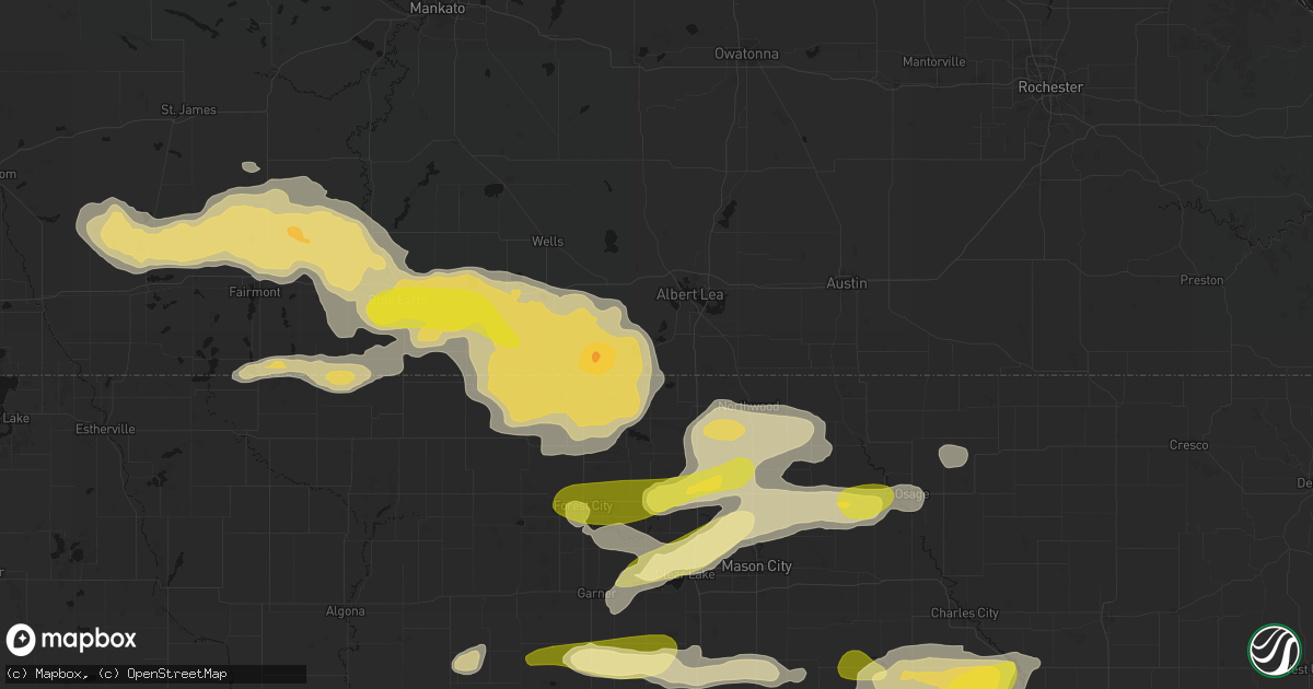 Hail map in Twin Lakes, MN on August 7, 2026