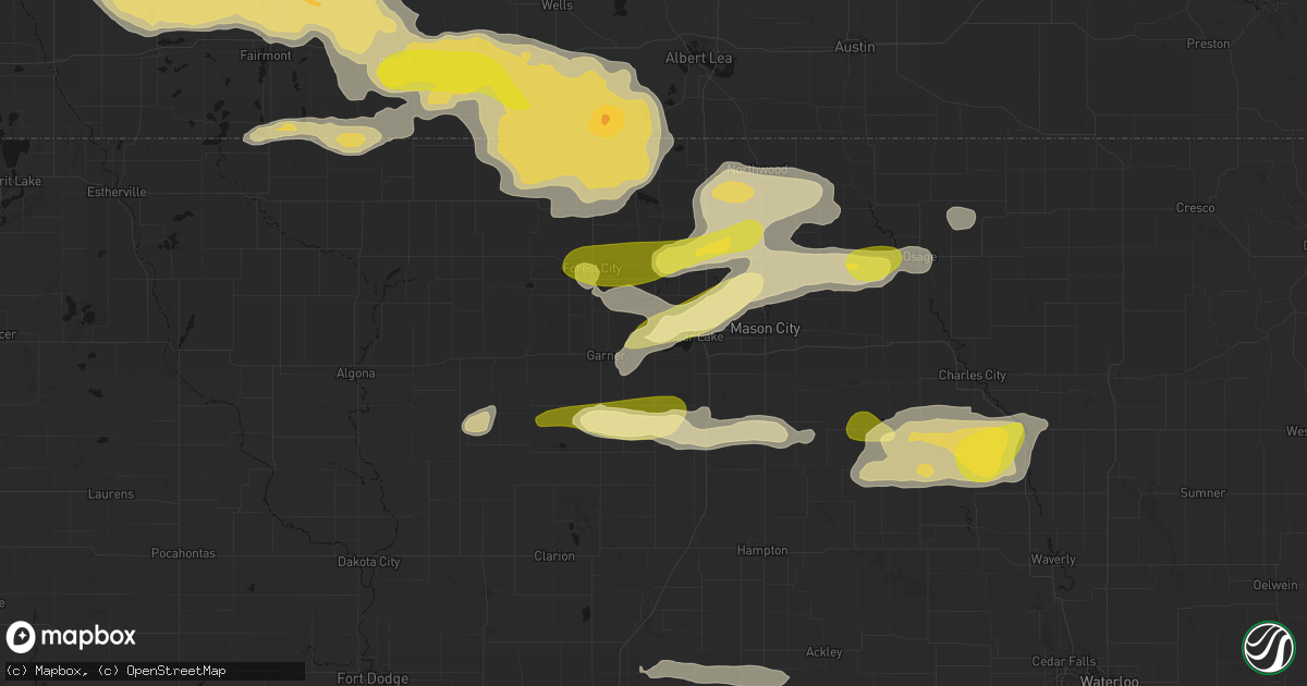 Hail map in Ventura, IA on August 7, 2026
