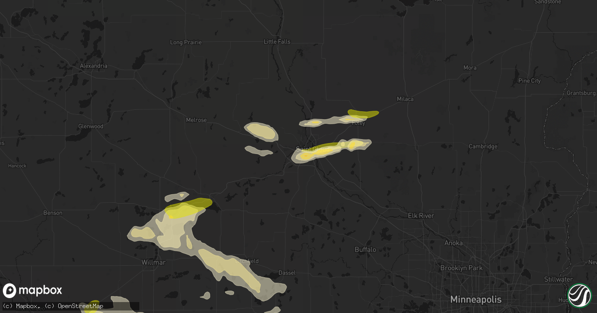 Hail map in Waite Park, MN on August 7, 2026
