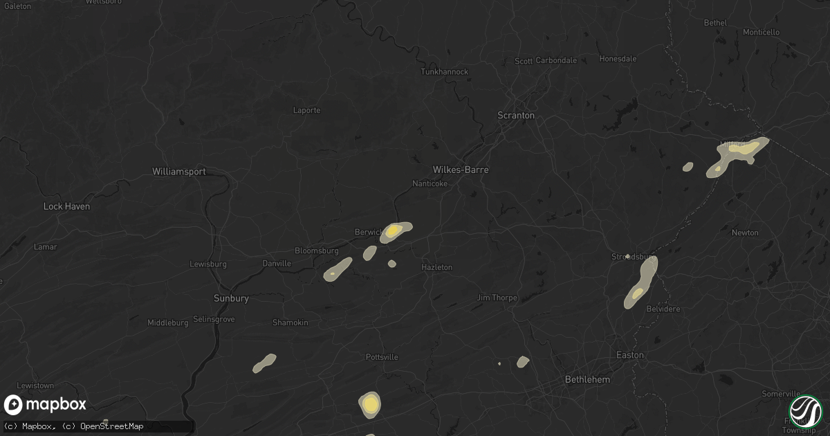 Hail map in Wapwallopen, PA on August 7, 2026