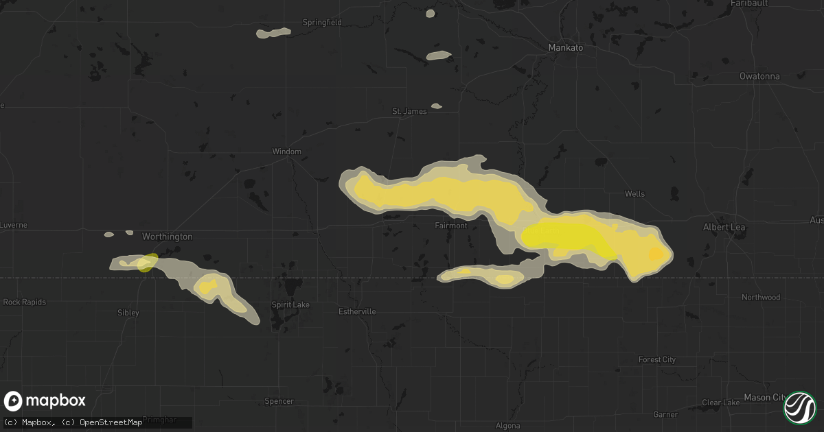 Hail map in Welcome, MN on August 7, 2026