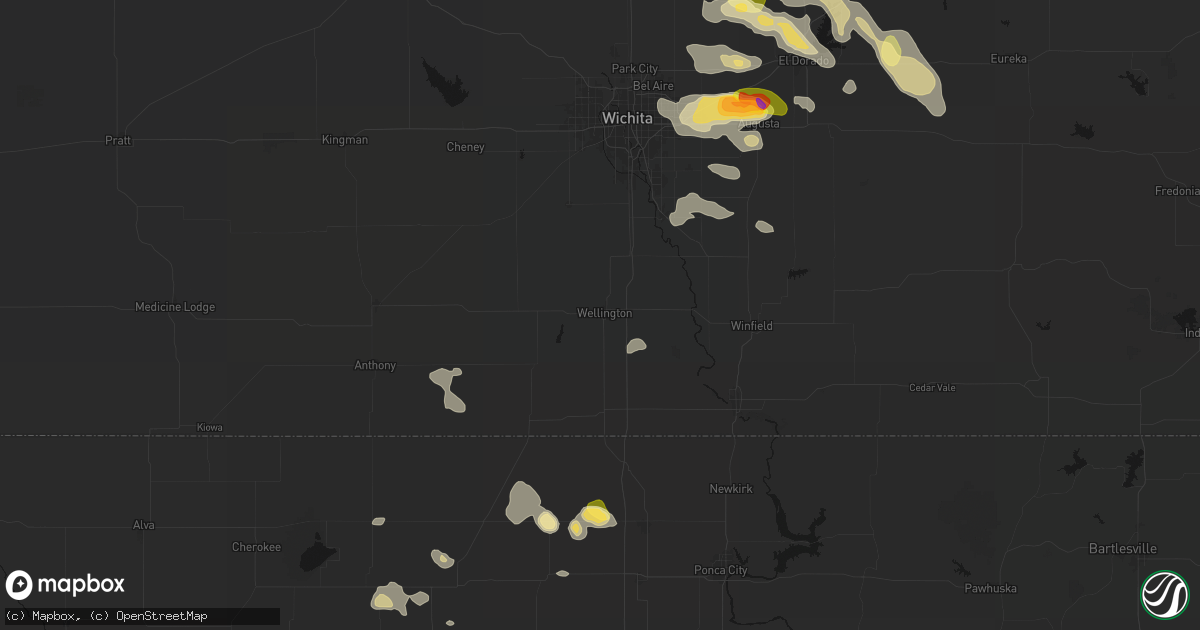 Hail map in Wellington, KS on August 7, 2026