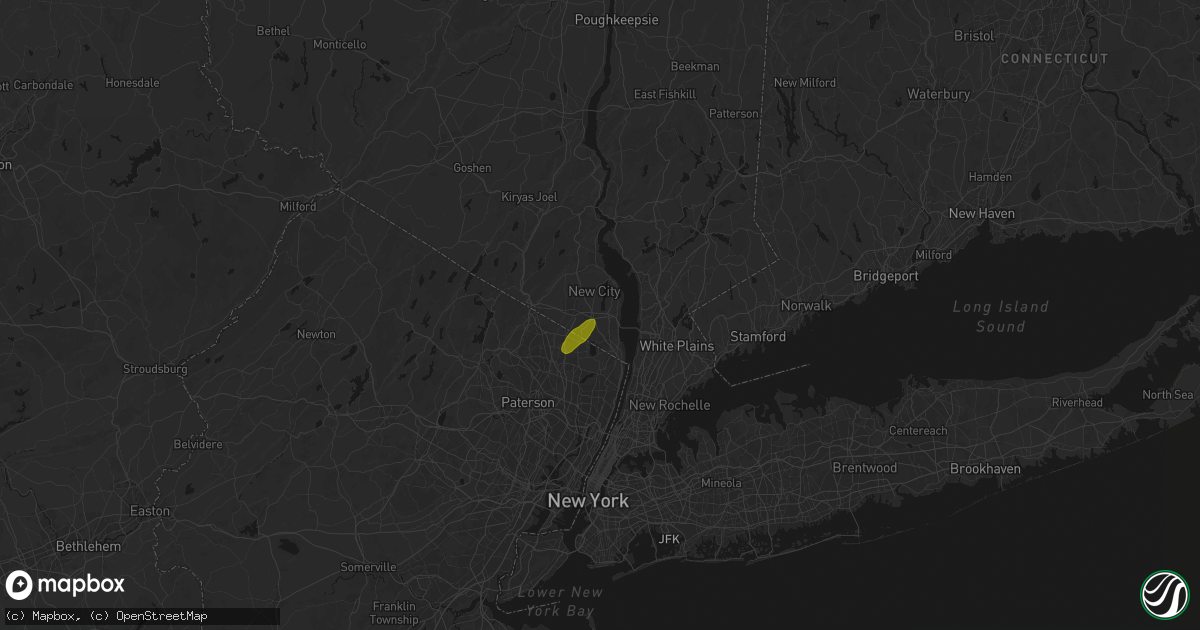 Hail map in West Nyack, NY on August 7, 2026
