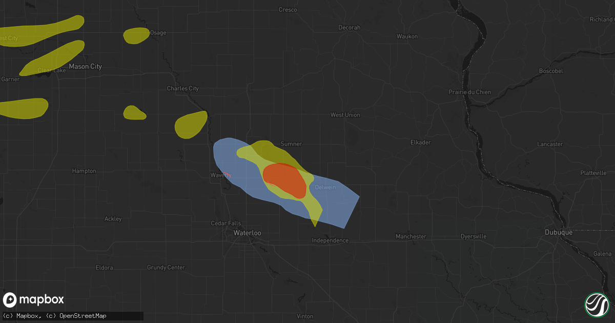 Hail map in Westgate, IA on August 7, 2026