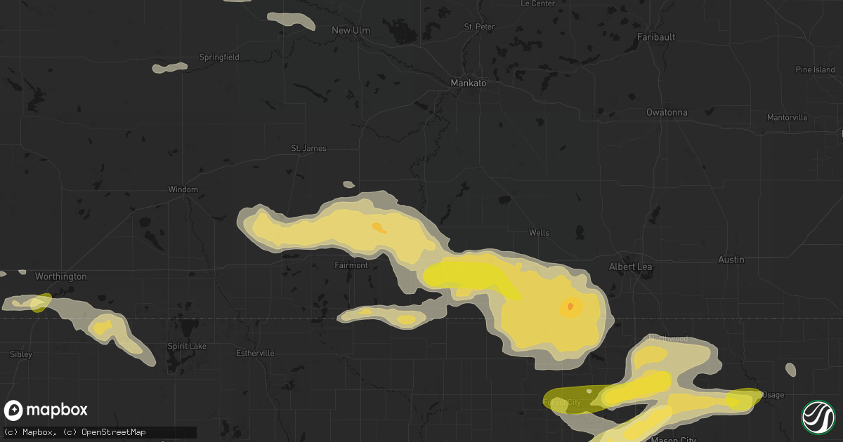 Hail map in Winnebago, MN on August 7, 2026