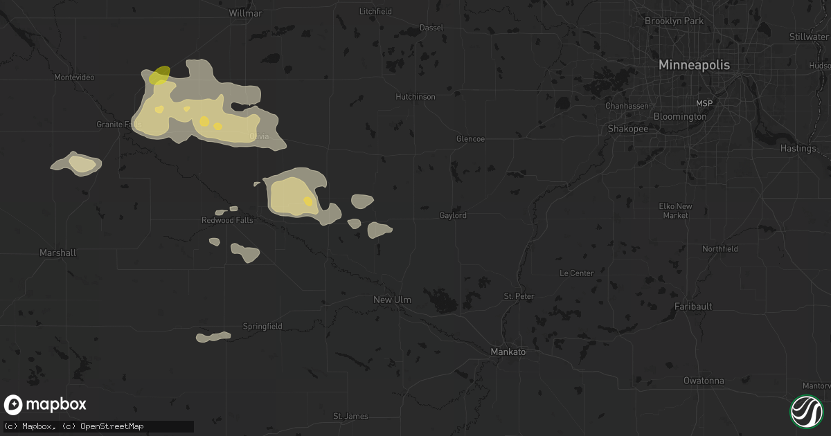 Hail map in Winthrop, MN on August 7, 2026