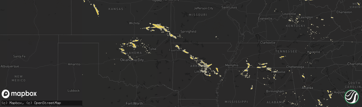 Hail map on August 8, 2011