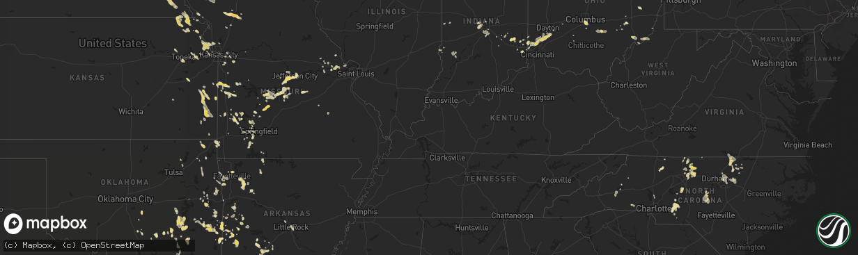 Hail map in Arkansas on August 8, 2012