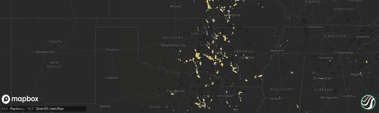 Hail map on August 8, 2012