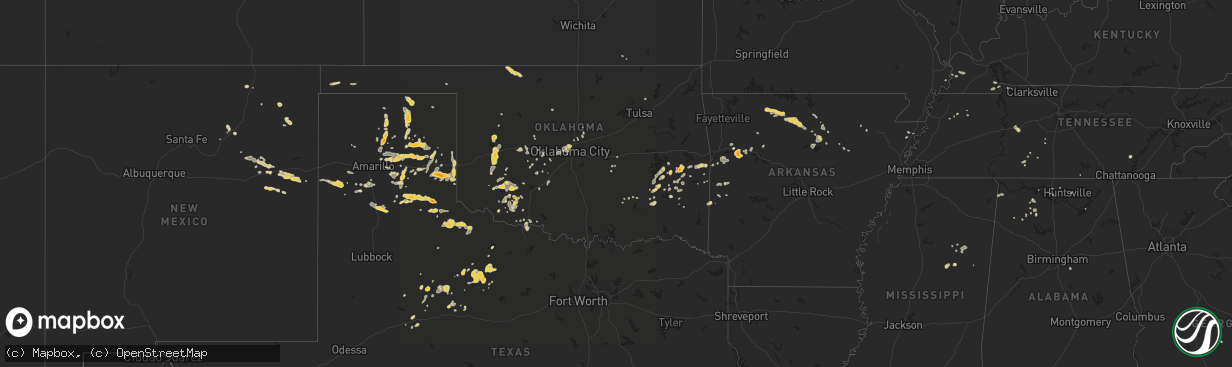 Hail map on August 8, 2013