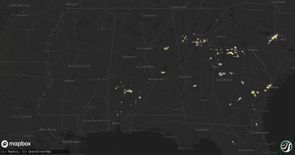 Hail map in Alabama on August 8, 2014
