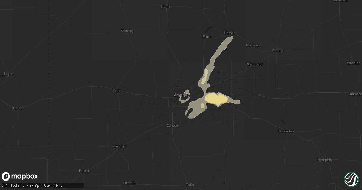 Hail map in Amarillo, TX on August 8, 2014