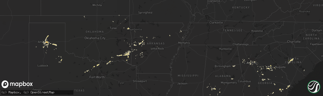 Hail map in Arkansas on August 8, 2014