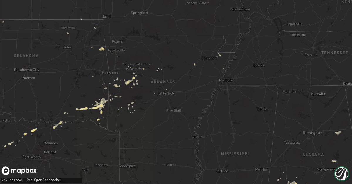Hail map in Arkansas on August 8, 2014