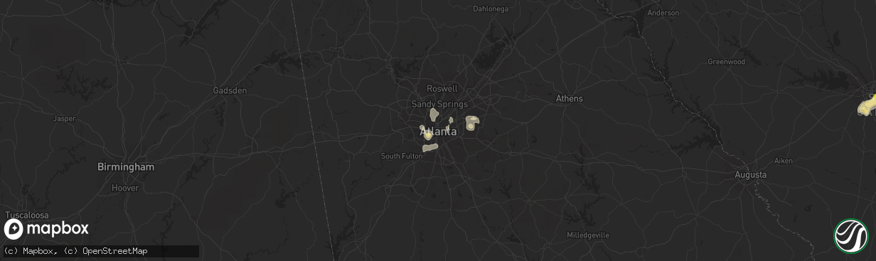 Hail map in Atlanta, GA on August 8, 2014