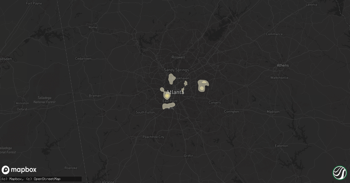 Hail map in Atlanta, GA on August 8, 2014