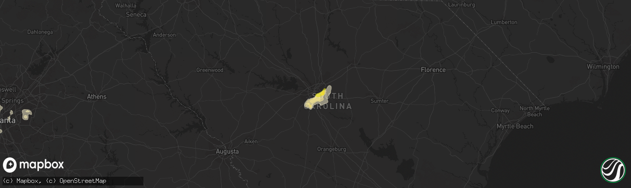 Hail map in Columbia, SC on August 8, 2014