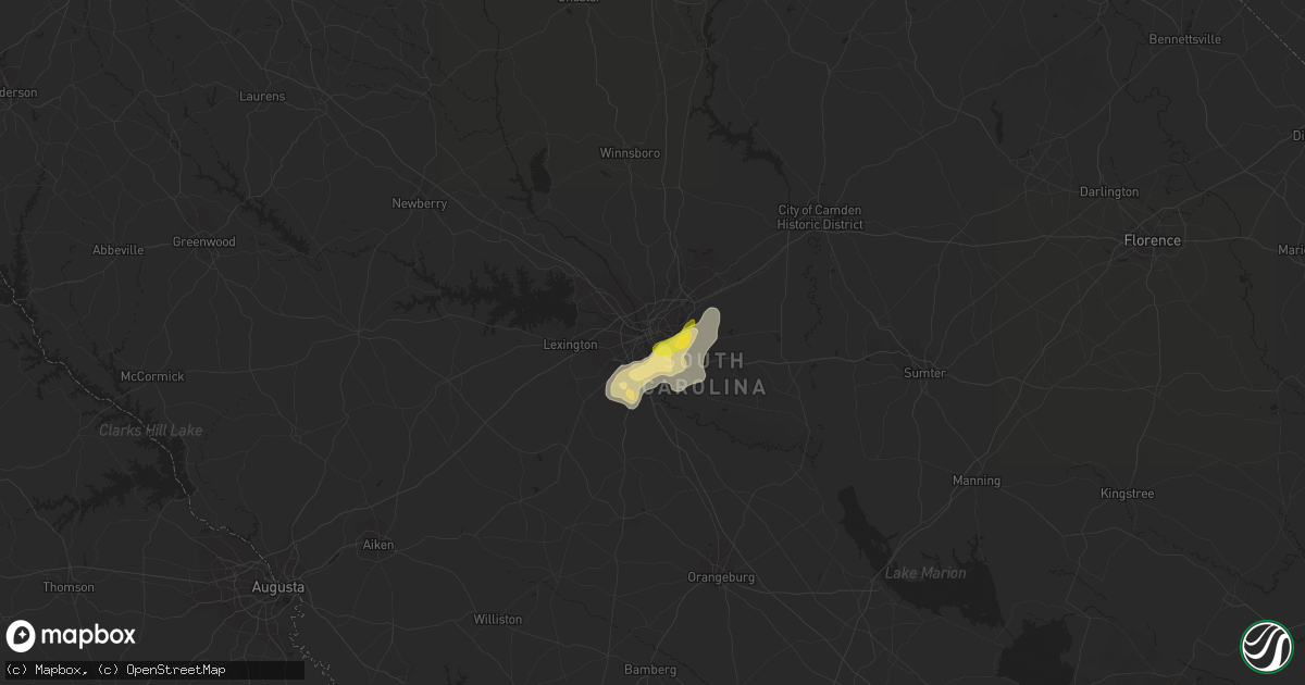 Hail map in Columbia, SC on August 8, 2014