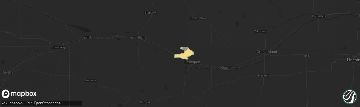 Hail map in Cozad, NE on August 8, 2014