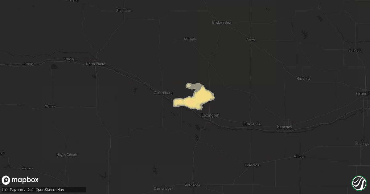Hail map in Cozad, NE on August 8, 2014