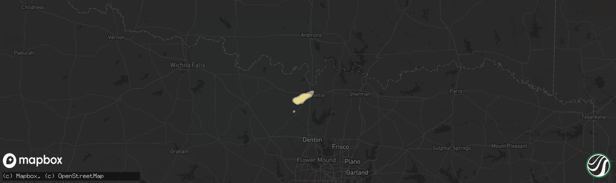 Hail map in Gainesville, TX on August 8, 2014