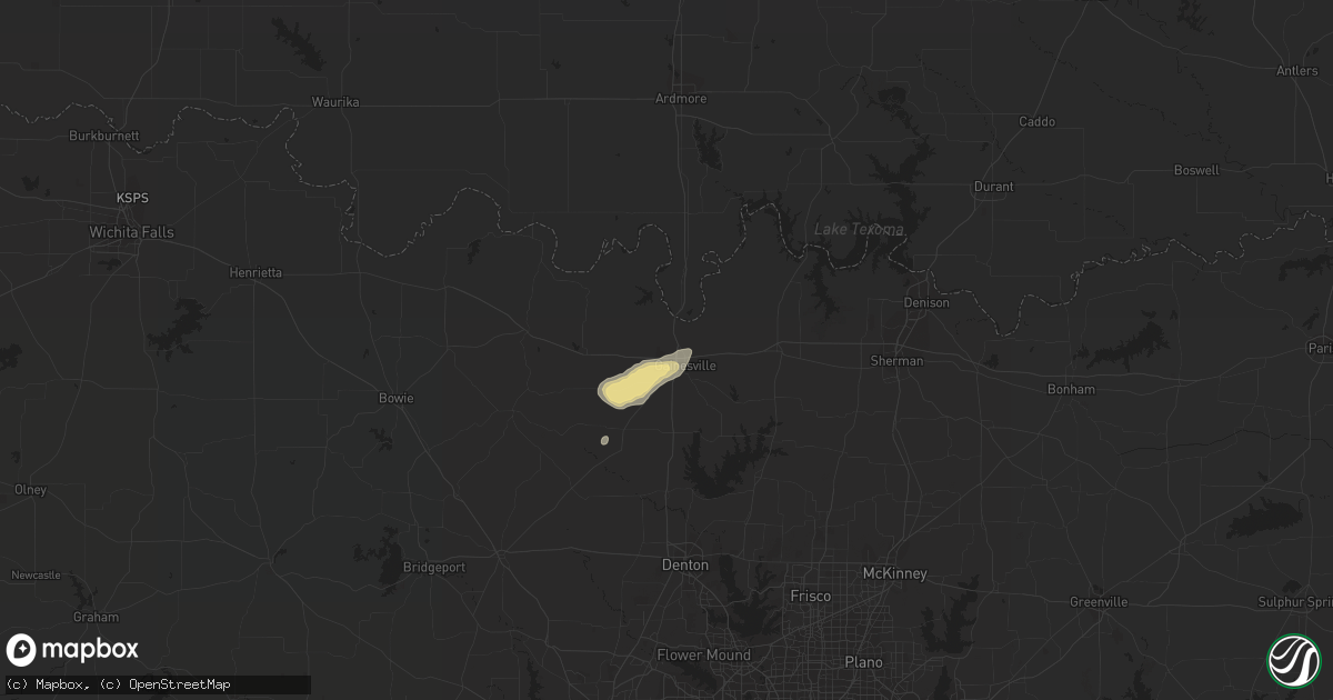 Hail map in Gainesville, TX on August 8, 2014