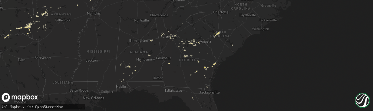 Hail map in Georgia on August 8, 2014