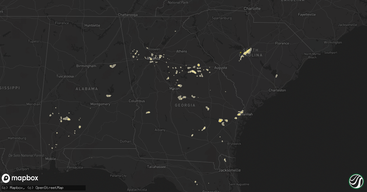 Hail map in Georgia on August 8, 2014