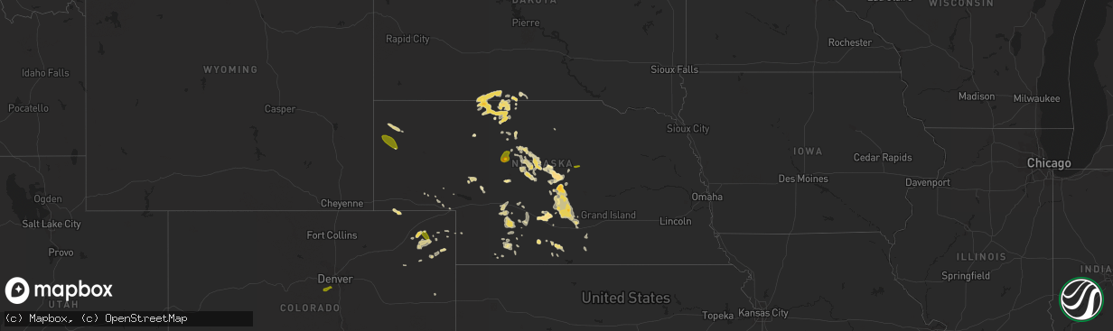 Hail map in Nebraska on August 8, 2014