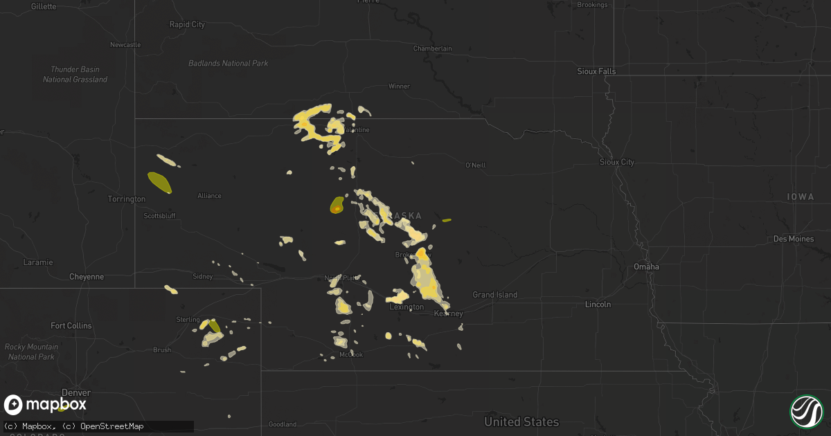 Hail map in Nebraska on August 8, 2014