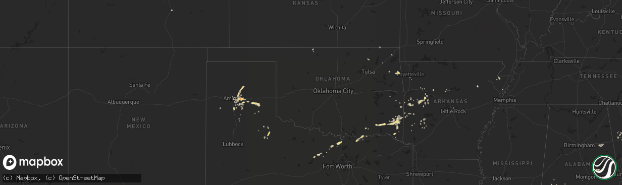 Hail map in Oklahoma on August 8, 2014