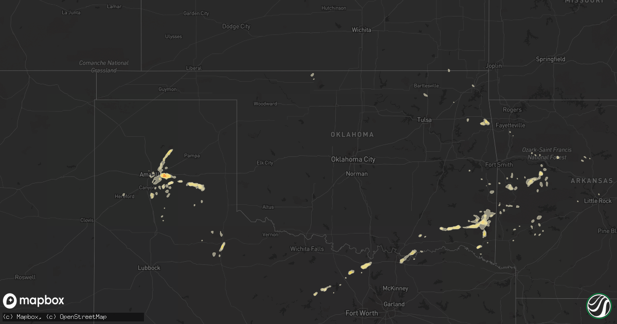 Hail map in Oklahoma on August 8, 2014